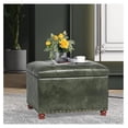 thumbnail image 7 of KriKac Storage Ottoman Rectangular Tufted Upholstered Ottomans with Rivet, Footrest Footstool Seat with Wood Legs for Living Room Bedroom (Black Green), 7 of 7