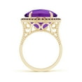 thumbnail image 2 of ANGARA Natural Claw-Set Cushion 8 ct Amethyst Halo Ring with Filigree in 14K Yellow Gold for Women (Size-13mm) | February Birthstone, Anniversary, Jewelry Gift for Women | Natural Amethyst Ring, 2 of 8