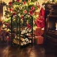 thumbnail image 4 of Gymax Fireplace Log Rack with 4 Tools Set Fireside Firewood Holders Indoor Bronze, 4 of 10