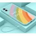 thumbnail image 1 of Cute Rainbow Straight Edge Soft Liquid Silicone Back Bumper Compatible with iPhone Case,Couple Phone Case Cover， Light Cyan， Iphone 12pro, 1 of 8