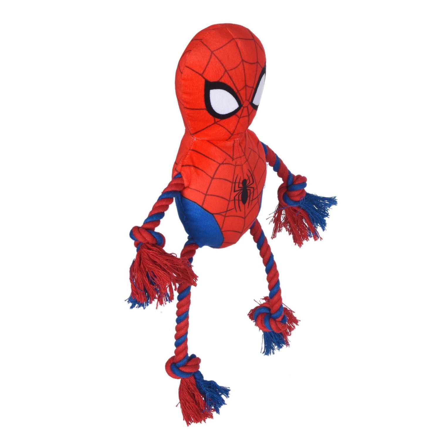 Spiderman Plush Dog toy with Rope and Squeaker