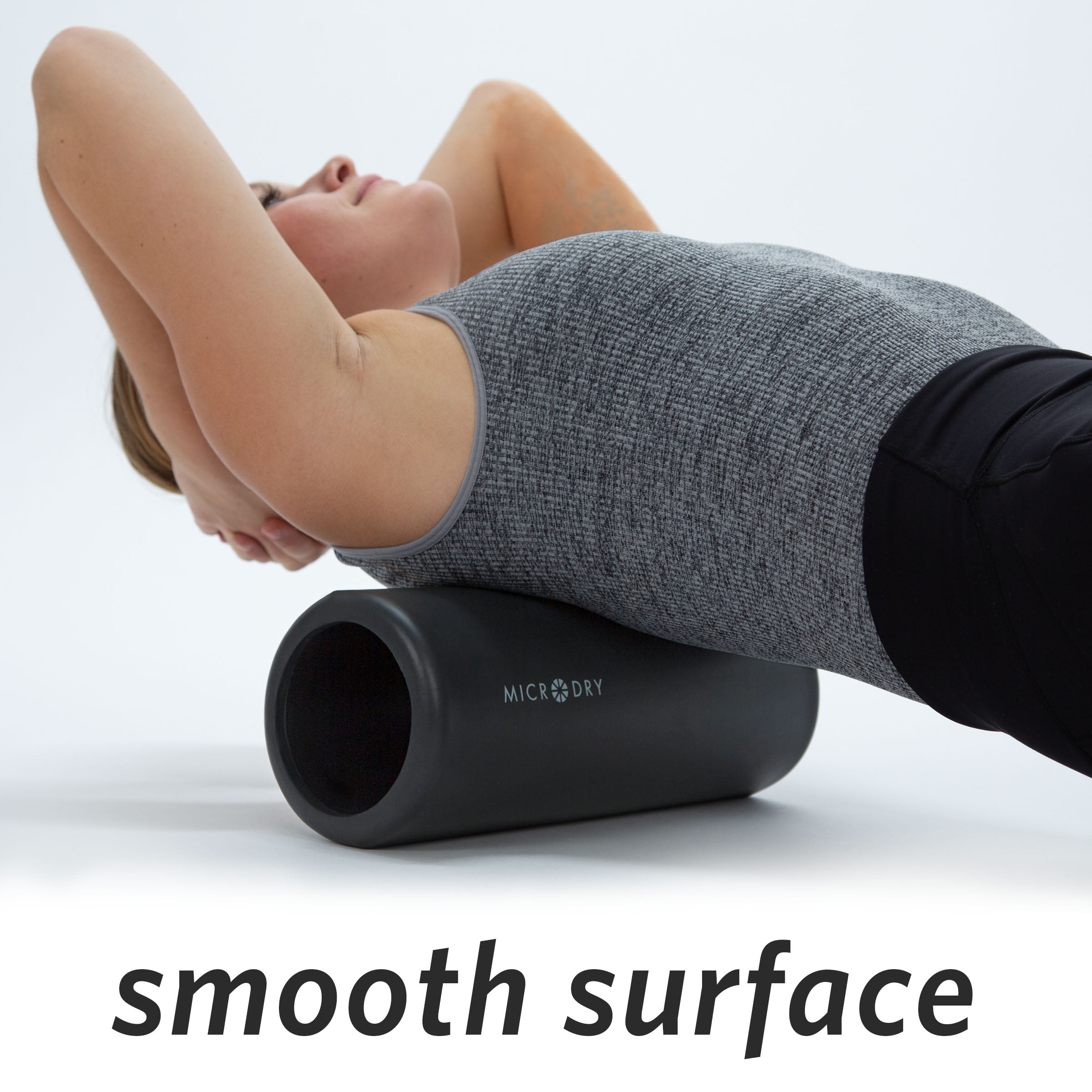 Microdry Fitness Foam Roller for Muscle Relief, Firm 13" x 5.3", Dark Gray