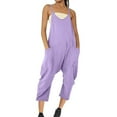 thumbnail image 1 of Cameland Plus Size Women Casual Jumpsuits Cold Shoulder Capris Pants Solid Suspender Straight Leg Pockets Rompers, 1 of 4