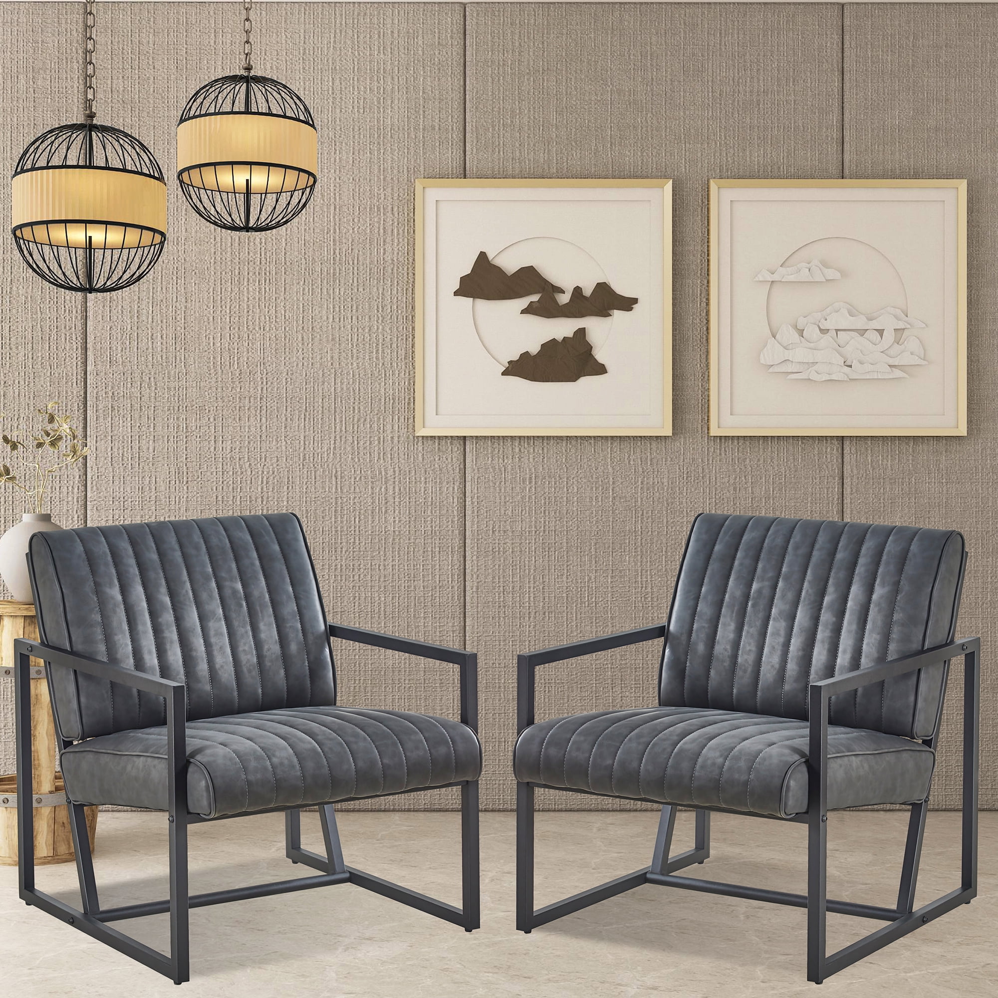 Kadyn Arm Chair, Single Sofa Chairs for Bedroom, Fabric Armchair for Living Room, Dark Grey