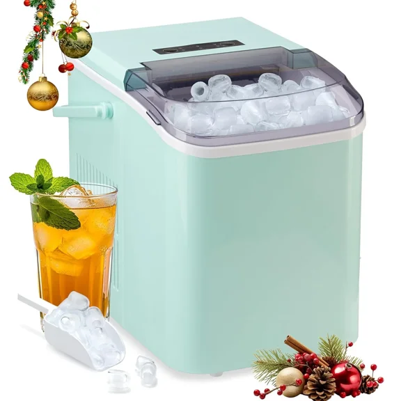 Countertop Ice Maker, Portable Ice Machine Self-Cleaning, 9 Cubes in 6 Mins, 26.