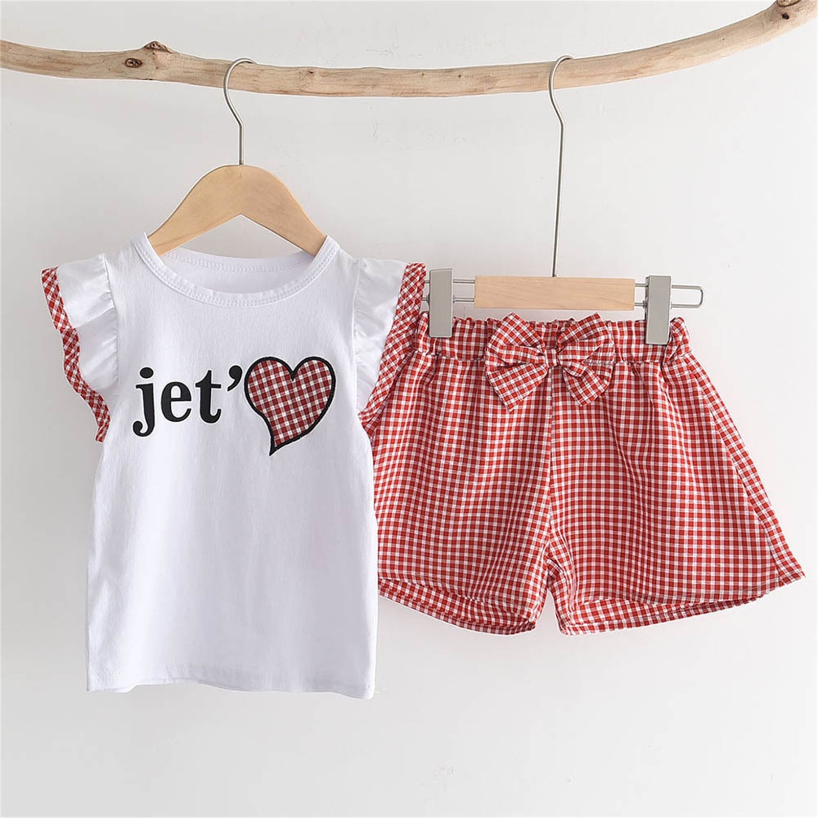 dmqupv Girl Outfits Size 6x Toddler Kids Baby Girls Ruffle Short Sleeve  Letter T Shirt Anime Clothes Outfits Ideas 