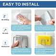 thumbnail image 3 of 2Pcs Sponge Holder for Kitchen Sink，Strong Adhesive Small Sponge Holder，Sink Holder for Brush and Sponge，Premium Rustproof SUS304 Stainless Steel Rust Proof Waterproof (Silver), 3 of 8
