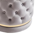 thumbnail image 2 of Contemporary Velvet & Metal Round Swivel Ottoman in Grey & Gold, 2 of 3