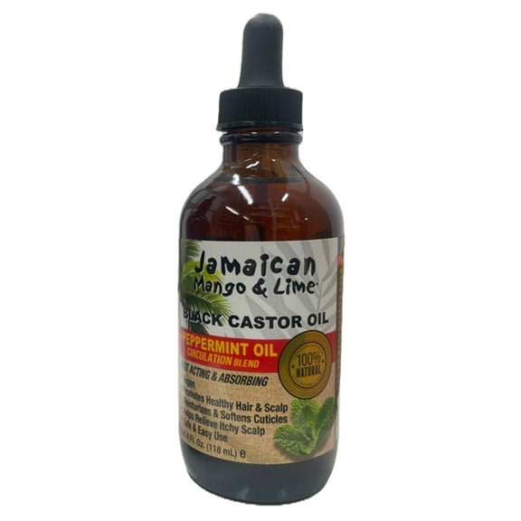 Jamaican Mango and Lime Jamaican Black Castor Oil, Peppermint, 4 Oz, 2 Pack