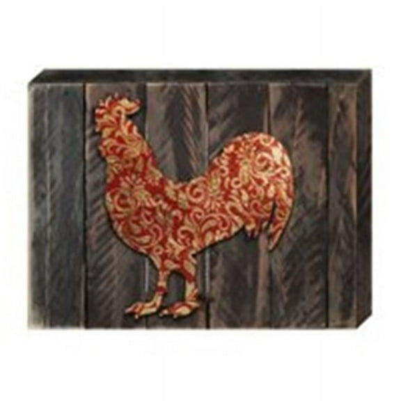 Designocracy 981352-12 Rooster Farmhouse Art on Board Wall Decor
