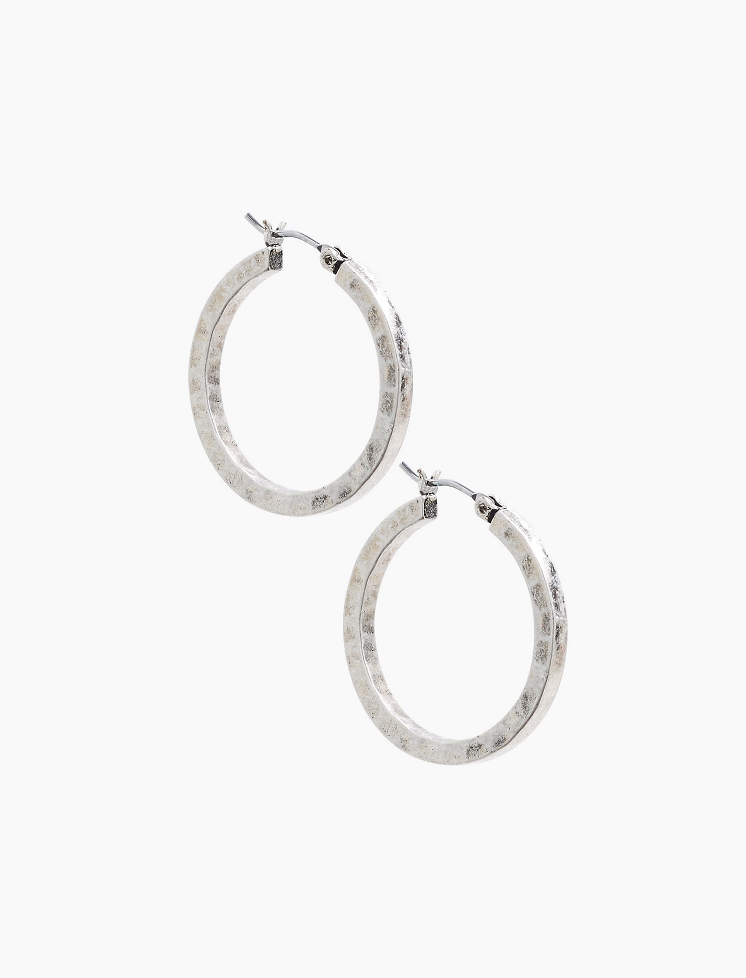 Lucky Brand Medium Silver-Tone Oblong Hoop Earrings - Walmart.com