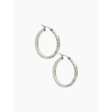 Lucky Brand Medium Silver-Tone Oblong Hoop Earrings - Walmart.com
