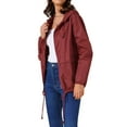 thumbnail image 4 of Women's Raincoats Waterproof with Hood Lightweight Rain Jackets Windbreaker Trench Coat with Pockets for Outdoor S Wine Red, 4 of 6