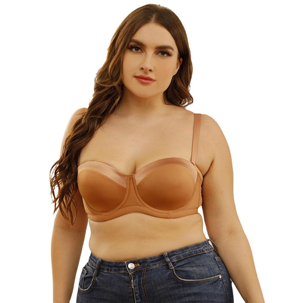 Women Strapless Bra Plus size 34-44D Half Cup Multiway Balconette Bra with Straps Figure Minimizer Support Bra