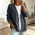 thumbnail image 2 of Qingpeng Womens Denim Jacket Denim Cardigan Lightweight Button Down V Neck Trendy Long Sleeve Retro Open Front Tops for Women, 2 of 8