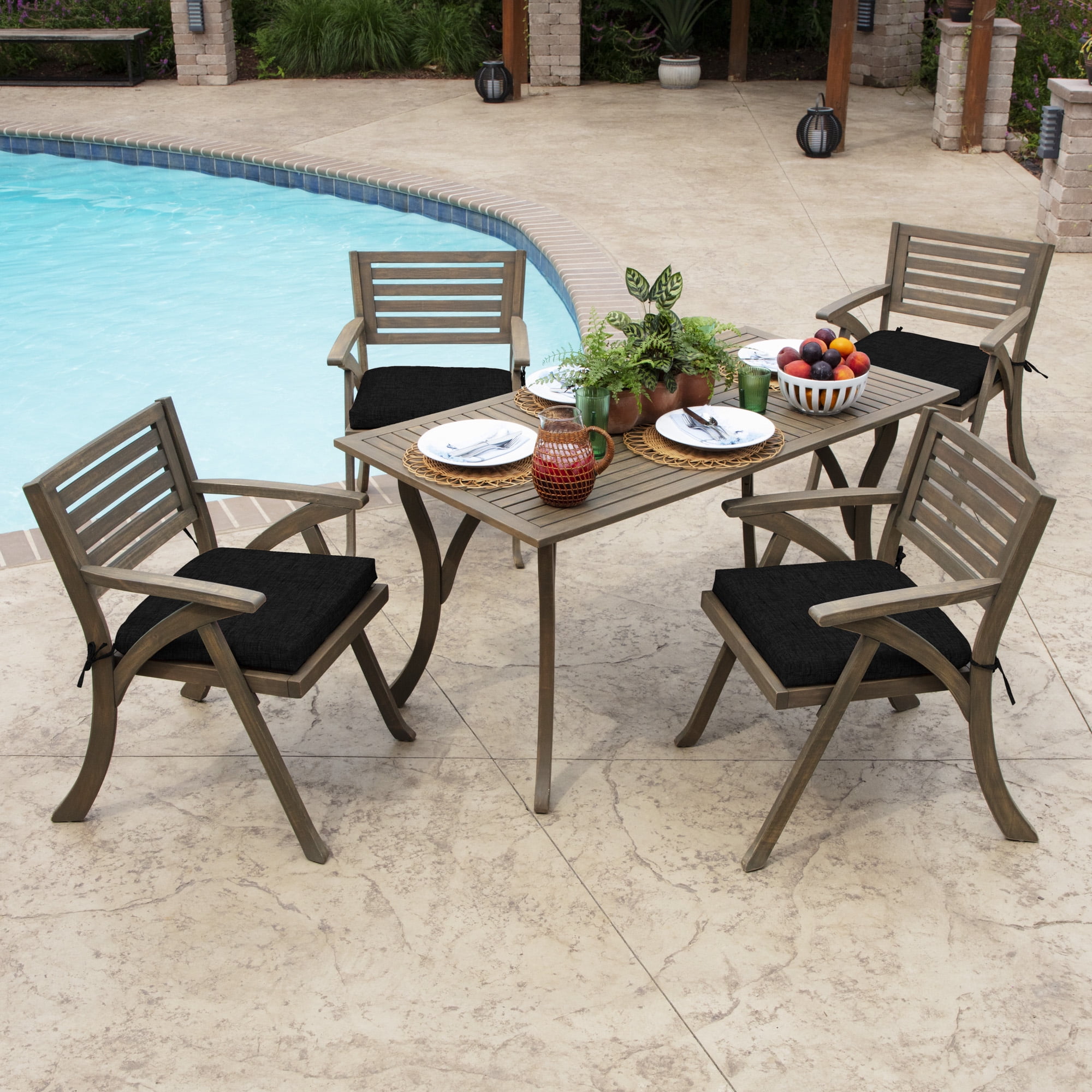 ARDEN Outdoor Seat or Rocking Chair Cushion, 19 in x 18 in, Water Repellent, Fade Resistant, Black Leala