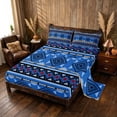 thumbnail image 2 of Manfei Southwestern Aztec Queen Sheets, , Blue Black Queen Sheet Sets, Black Reversible 4pcs1 Flat Sheet + 1 Fitted Sheet + 2 Pillowcases, 2 of 6