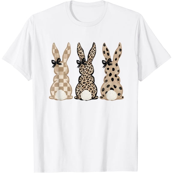 Cute Pink Leopard Eggs Happy Easter Bunny Rabbit Womens T-Shirt