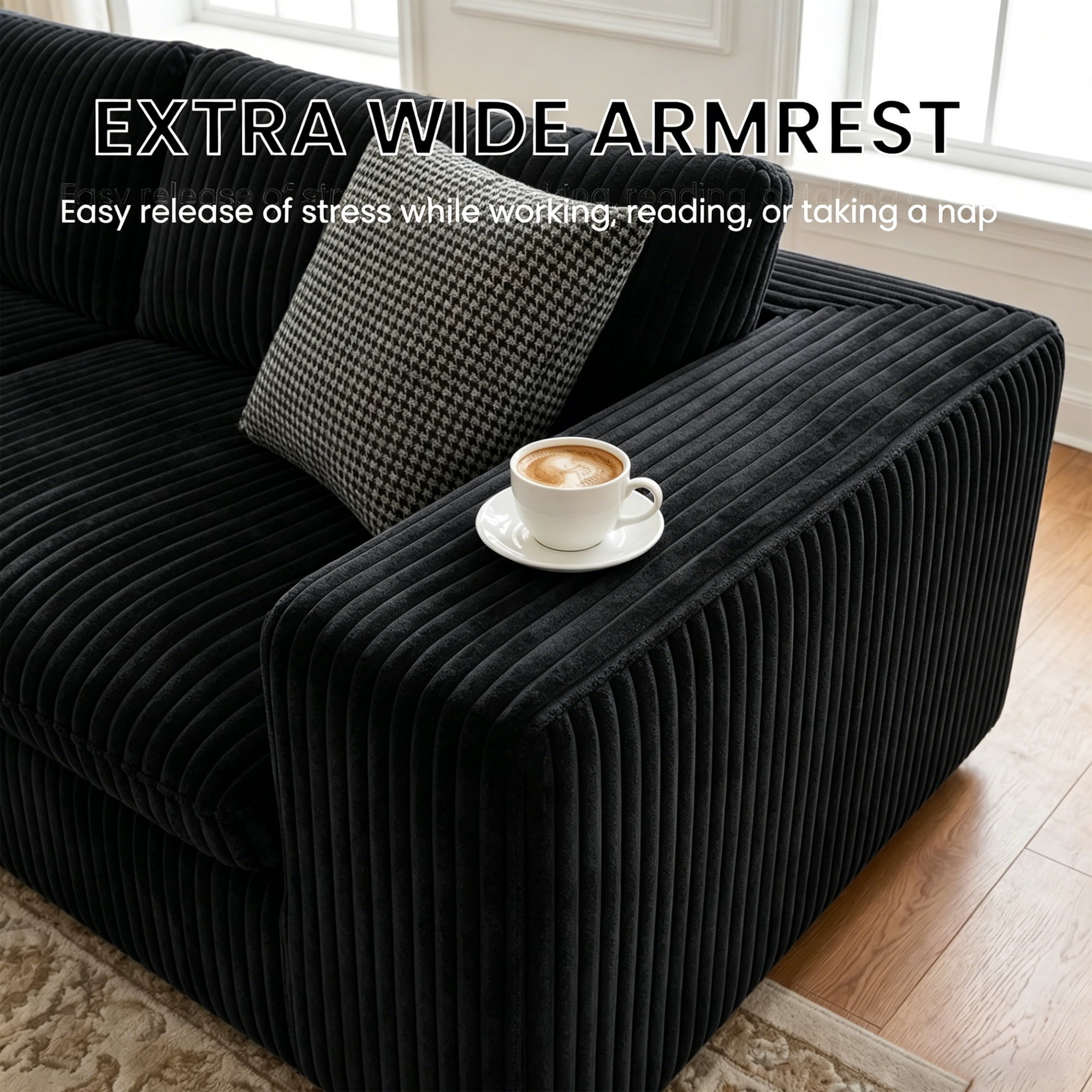 78.8" Corduroy Boneless Loveseat Couch with Removable Cushion, Cloud sectional Sofa, No Assembly Required, Compression Sofa in a Box, DlY Combination for Living Room