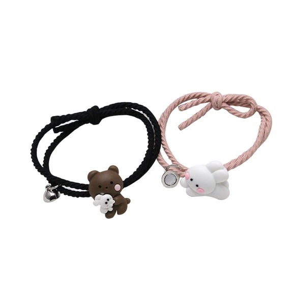 Fairnull 2Pcs Couple Bracelet Cartoon Magnetic Matching Lovers Wristband Jewelry Fashion Accessory for Valentine Day