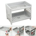 thumbnail image 2 of Double Layers Tableware Storage Shelf Rack Plastic Countertop Seasoning Sundries Organizer Stand Holder for Kitchen (Grey), 2 of 5