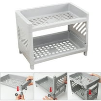 Soimiss Double Layer Grey Plastic Kitchen Display Shelf for Countertop Organizer and Seasoning Storage