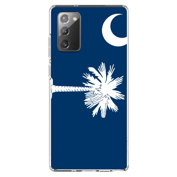 DistinctInk Clear Shockproof Hybrid Case for Galaxy Note 20 ULTRA (6.9" Screen) - TPU Bumper, Acrylic Back, Tempered Glass Screen Protector - South Carolina State Flag - US State Flag