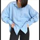 thumbnail image 2 of Camisas de de Algodón de Larga con Botones para Mujer, Blusas Informales con Cuello, Corte Holgado. Azul M, 2 of 10