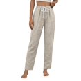 thumbnail image 3 of Women's Tall Fit Linen Blend Pants with Adjustable Drawstring Waist and Side Pockets, Lightweight Breathable Fabric for All Day Comfort Khaki S, 3 of 8