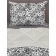 thumbnail image 3 of Floral Vintage Comforter & Sham Bedding Set, Digitally Generated Monochrome Flowers on Plain Background, 3 pcs Duvet Set Microfiber Filling Quilt, 5 Sizes, Charcoal Grey and White, by Ambesonne, 3 of 4