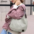 thumbnail image 6 of Spencer Women's Multi-pocket Shoulder Bag Fashion Cotton Canvas Handbag Tote Purse Satchel Travel Bag "White", 6 of 6