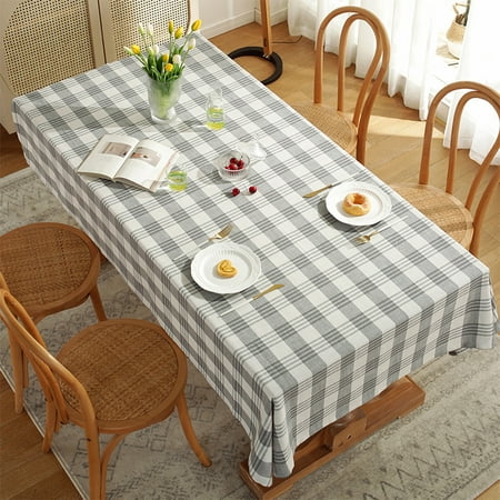 

Innerwin Table Cloths Washable Tablecloths Plaid Modern Tablecloth Home Decor Kitchen Rectangle Dust-proof Polyester Party Gray 140x220cm55 x87