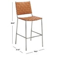 thumbnail image 3 of SAFAVIEH Bahari Square Mid Back Counter Stool, Cognac/Silver, 3 of 13