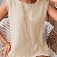 thumbnail image 3 of Timegard Womens Tank Tops Round Neck Ruffle Solid Color Sleeveless Tee Casual Tunic Top for Leggings, 3 of 6