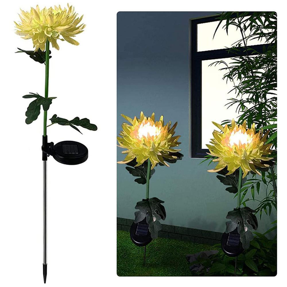 Solar Garden Lights Chrysanthemum Flower Stake Lamp For Yard Outdoor Patio Decor 
