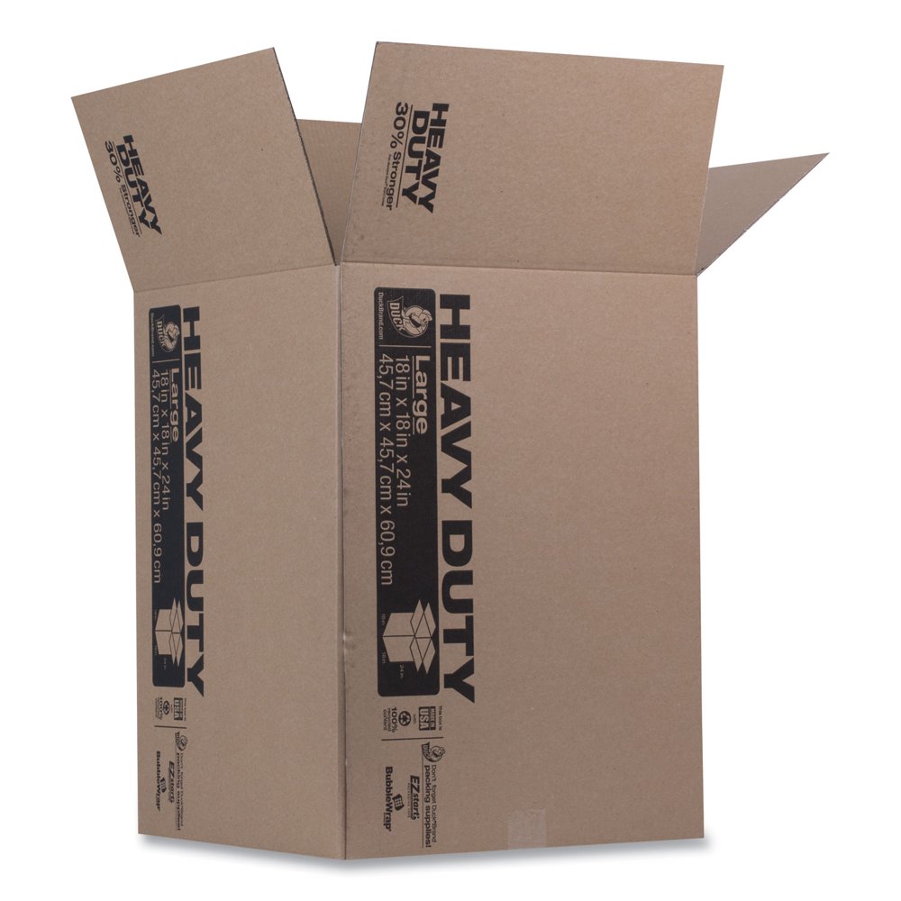 Duck HeavyDuty Boxes, Regular Slotted Container (RSC), 18" x 18" x 24
