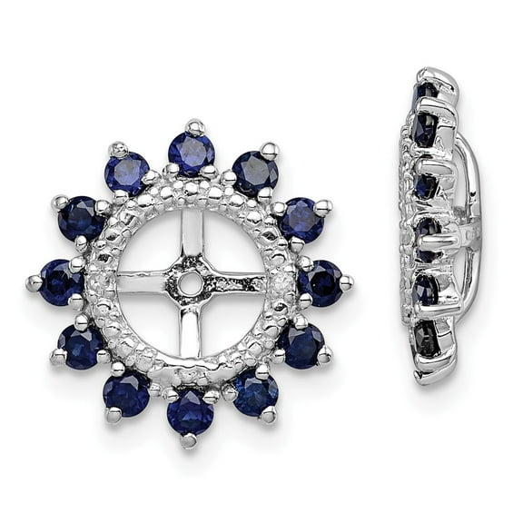 White Sterling Silver Earring Jackets & Enhancers (09) September Women'S Sapphire, Lab Created Round Blue Diamond 14 mm