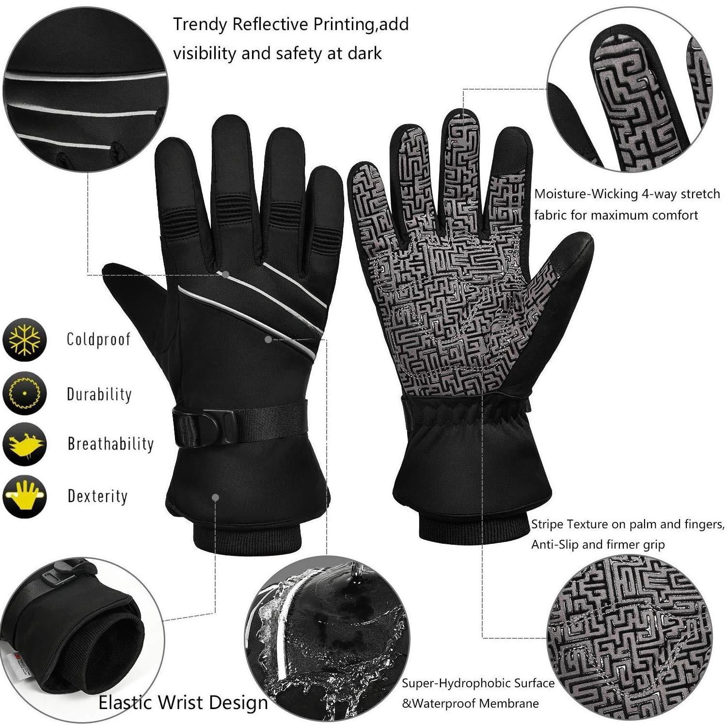 Waterproof & Windproof -30°f Winter Gloves For Men/women  3m Thinsulate Thermal Touch Screen Warm Skiing Cycling Running