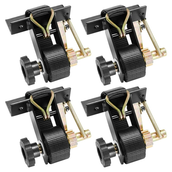 KFFKFF Ladder Rack Ratchet Straps, Black Square Tube Mount, 1.5 in Wide x 7.4 ft Long Black Ladder Rack Straps with Double J-Hooks, 500 lbs Load Heavy Duty, 4 Pack