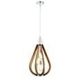 thumbnail image 4 of Flann 14 in. 3-Light Indoor Silver and Faux Wood Grain Finish Pendant with Light Kit, 4 of 5