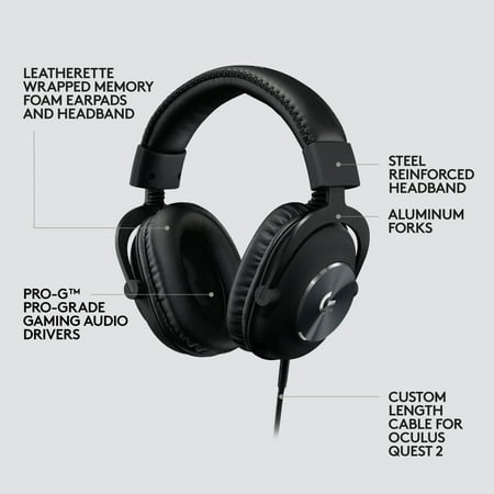 Logitech - G PRO Wired Stereo Over-the-Ear Gaming Headset for Meta Quest 2 - Black
