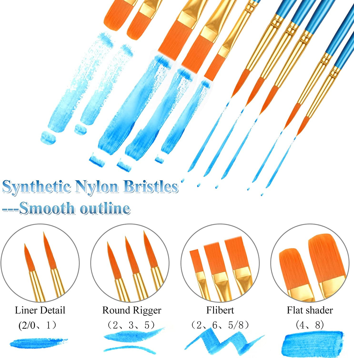 JJEAN-40 Pcs Paint Brushes, Acrylic Painting Brush Set, Watercolor Brushes, Acrylic Brushes for Oil Watercolor, Miniature Detailing, and Rock Painting