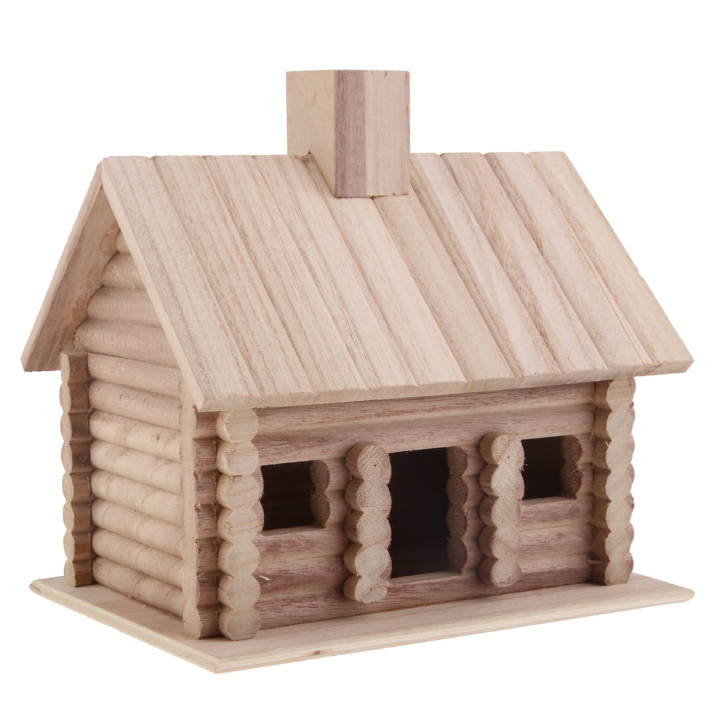 Details about   garden bird house  wooden color blue and red  7.3 x 7.3 x 9 inches 