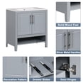 thumbnail image 6 of EUROCO 30" Bathroom Vanity with Sink, Multi-functional Bathroom Cabinet with Doors，shelf and Drawers, Solid Frame, Grey, 6 of 9