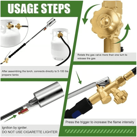 HIBIBUD Propane Torch Weed Burner,Portable Flame Thrower for Weeds,Propane Burner,Weed Torches for Outside,for Weeding,Roofing,Melting Ice,1,900,000 BTU,1.38 in Nozzle,Red,6.6ft Hose