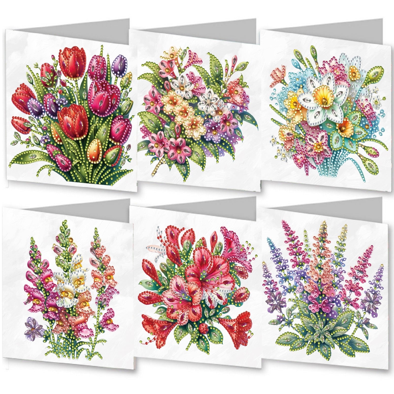 FLOPESN 12Pcs DIY Folding Greeting Card Diamond Art Painting,Creative Design Thank You Cards Set for Birthday Christmas Crafts Gift