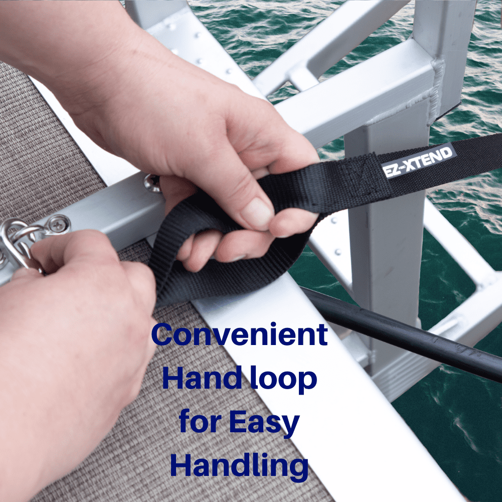 EZ-Xtend Pontoon Ladder Pull Up Strap Using Snap Hook System