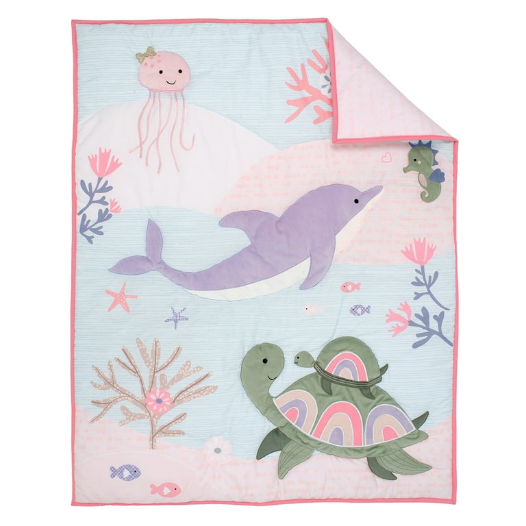 Lambs Ivy Sea Dreams 3 Piece Dolphin Turtle Nautical Baby Crib