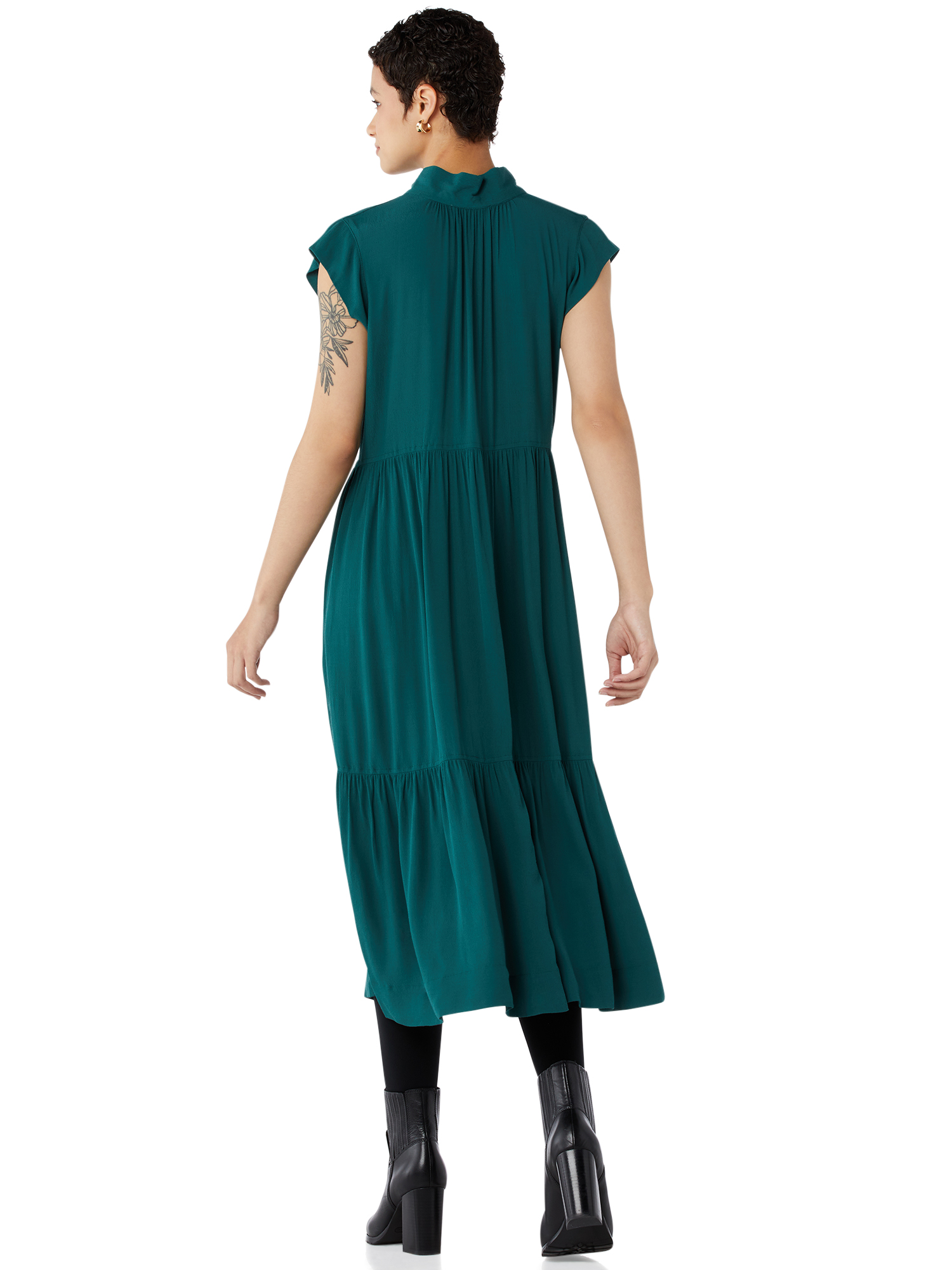 Free Assembly Women’s Sleeveless Tie Back Tiered Midi Dress - image 4 of 6