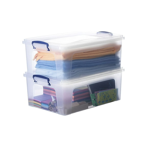 Superio Clear Plastic Storage Bins with Lids, 22 Quart (2 Pack), Stackable Storage Container with Latches and Handles